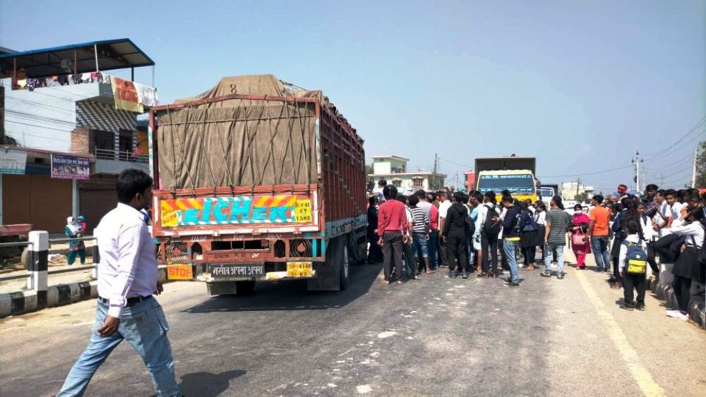 कपिलवस्तुमा भारतीय ट्रकको ठक्करबाट एक जना घाइते