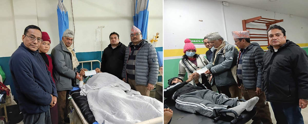 घिमिरे र खड्काको उपचारमा मदानेका अध्यक्ष कुवँरद्वारा आर्थिक सहयोग प्रदान